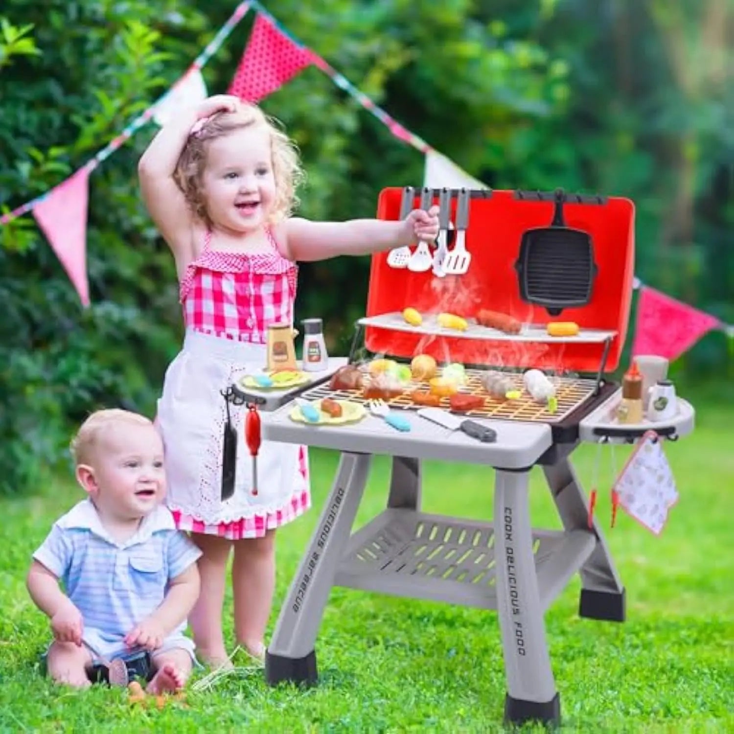 KTX-295379 Kids BBQ Grill Playset Toy Kitchen Set for Cooking and Barbecue Fun