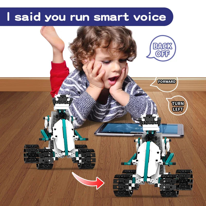 KTX-586451 5-in-1 Educational Steam Robot Building Block Set for Kids - DIY Electric Assembly 3D Puzzle Toy