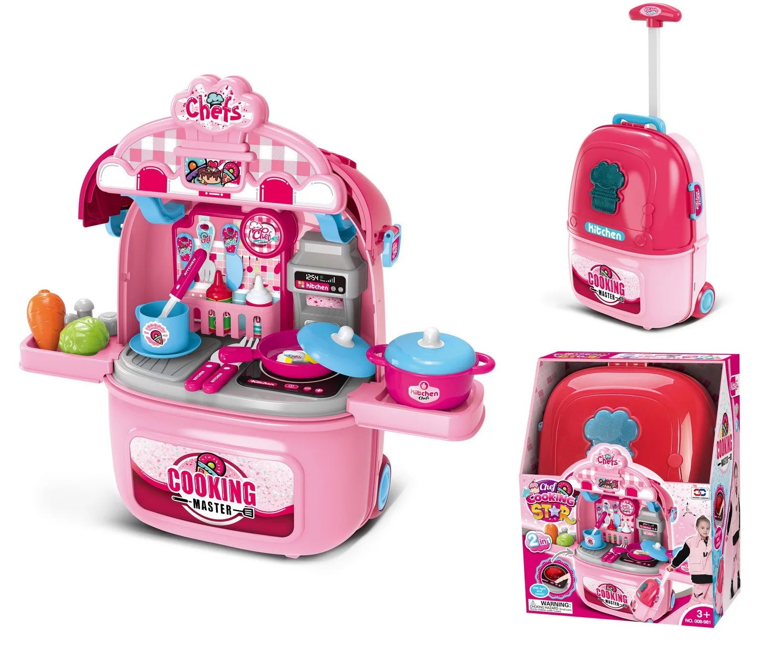 KTX-852435 Kids Pretend Play Doctor Toy Set with Luggage Trolley Case and Operating Table