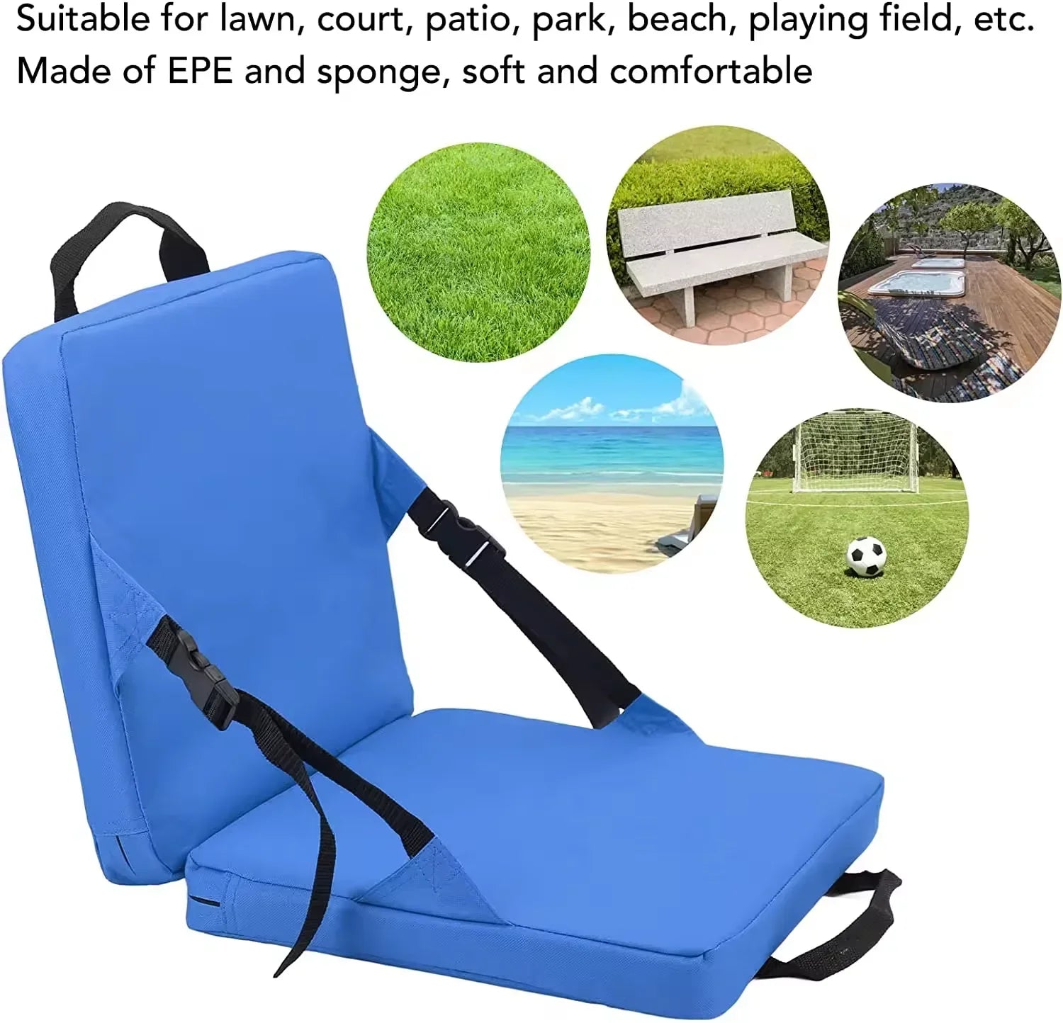 KTX-249939 Portable Foldable Stadium Chair with Cushion for Outdoor Use and Beach Settings
