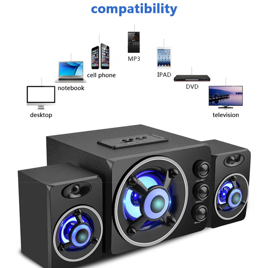 KTX-761363 RGB Colourful LED Desktop Gaming Speaker with Subwoofer