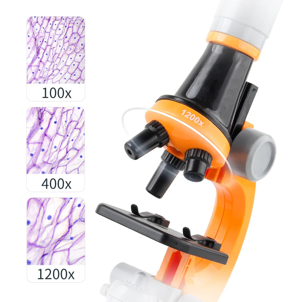 KTX-719827 Portable LED Microscope for Kids, 40X-1200X Magnification, Educational Science Tool for Beginners