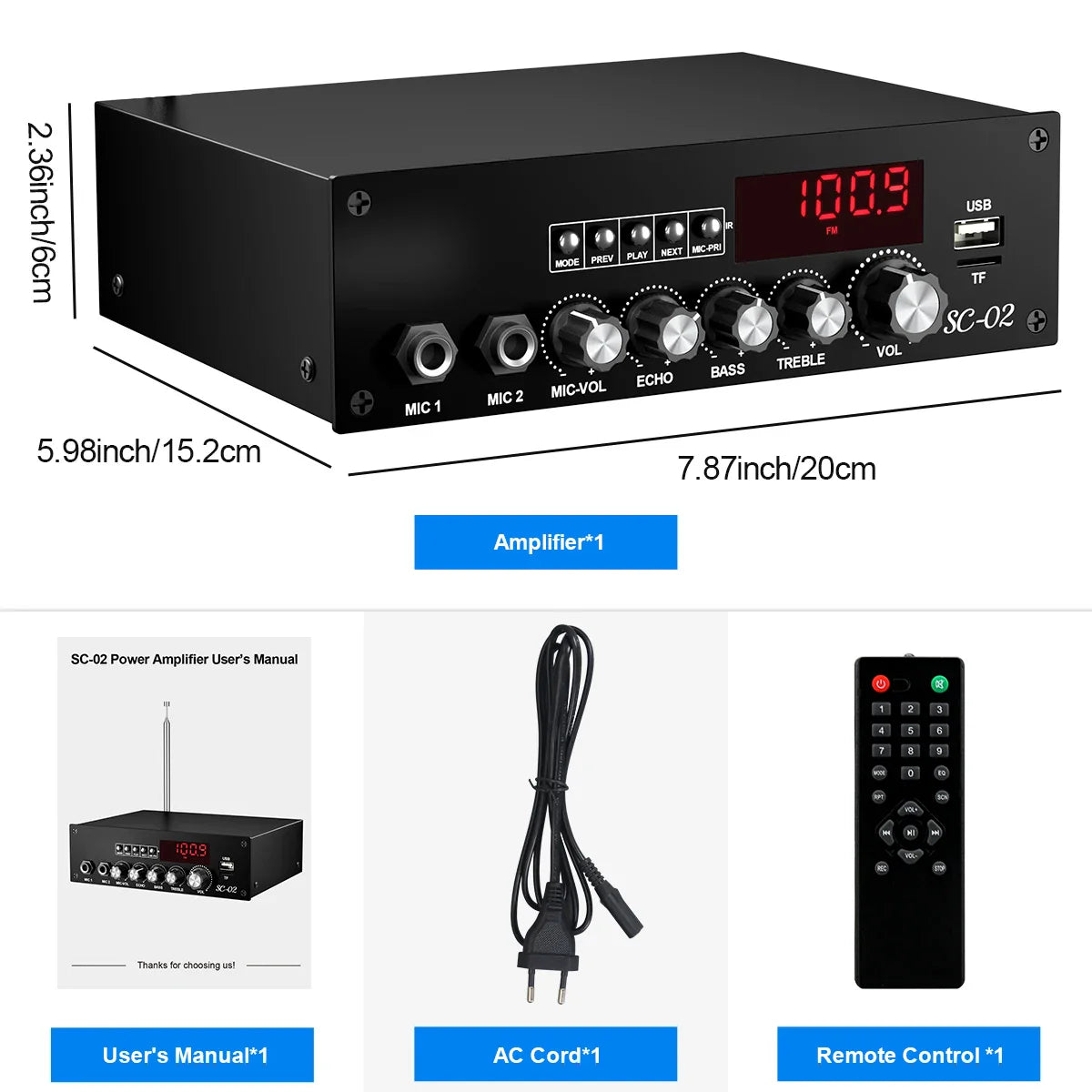 KTX-678227 200W Bluetooth High Power Amplifier Mini Home Theater Dual Channel Digital AMP