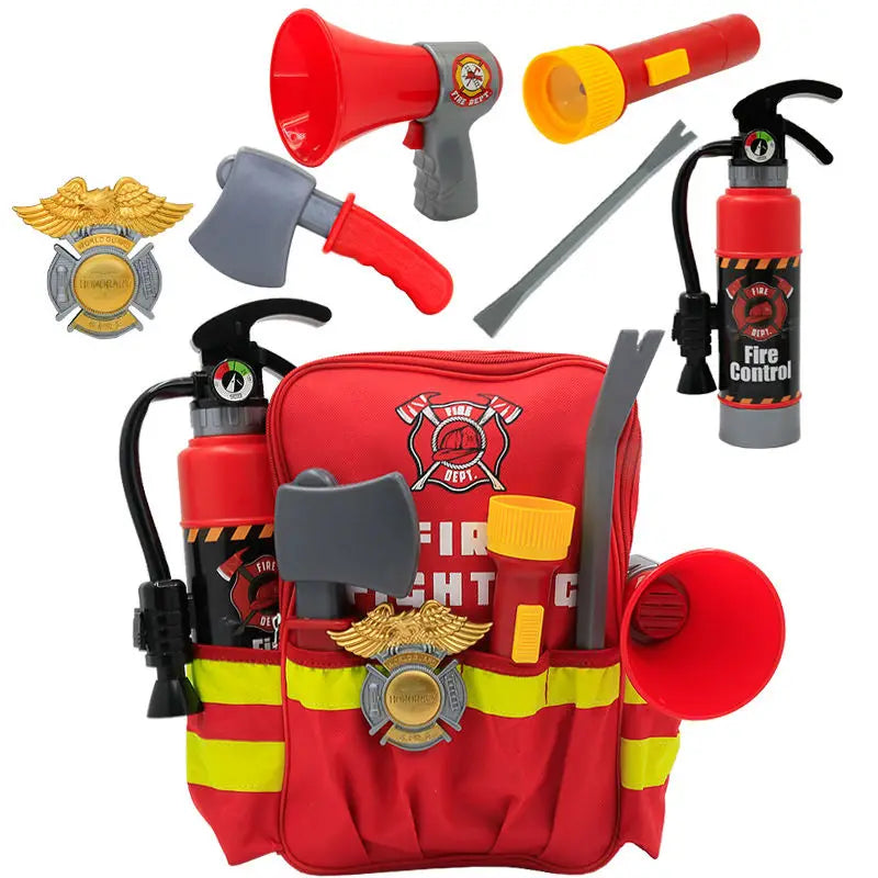 KTX-983507 Firefighter Role Play Toy Set with Backpack, Megaphone, and Fire Extinguisher for Kids