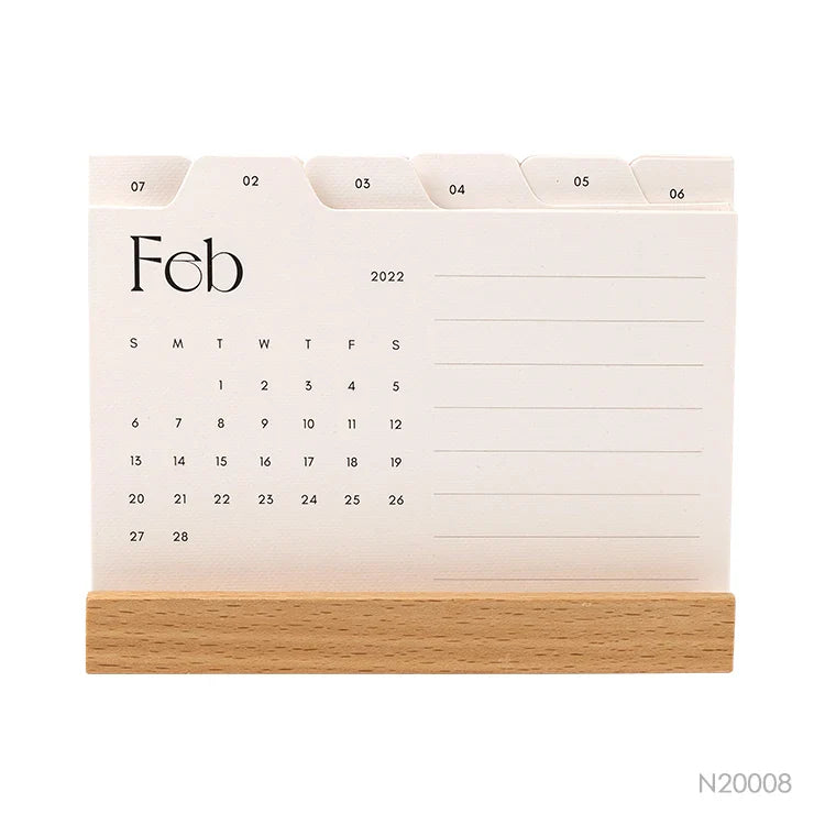 KTX-951507 Custom Mini Wooden Desk Calendar Stand with Base - Day-by-Day Design