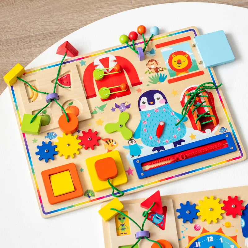 KTX-031699 Montessori Wooden Space Busy Board for Early Learning and Sensory Play