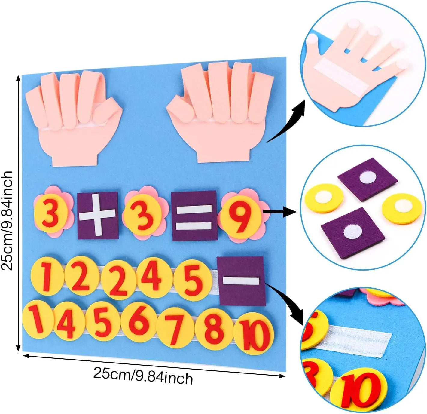 KTX-598803 Montessori Math Manipulatives and Felt Finger Numbers Counting Toy for Learning Activities