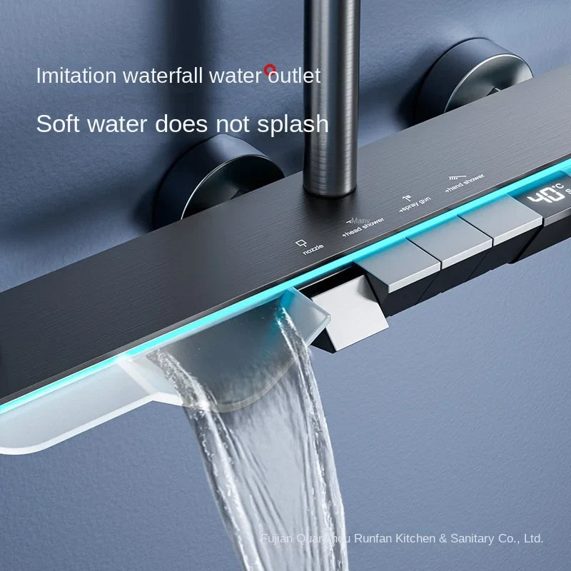 KTX-441619 Intelligent Constant Temperature Digital Shower Head with Soft Spray Pattern, Polished Finish, 80l/min Flow Rate