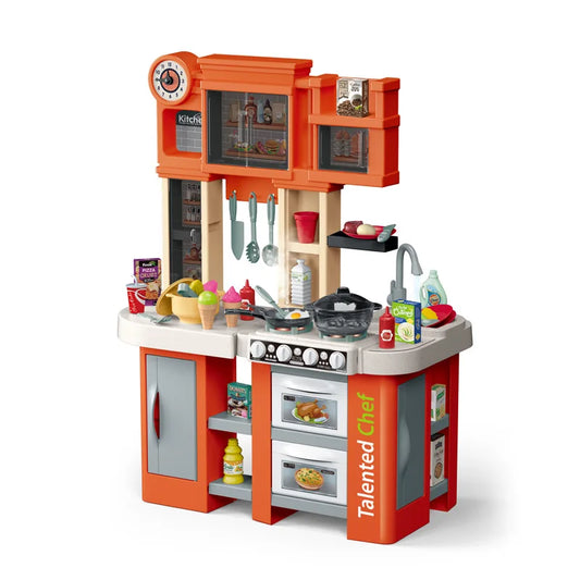 KTX-573331 Eco-Friendly Kids Walk-In Kitchen Toy Set with Working Faucet for Pretend Play, Ages 2 to 7