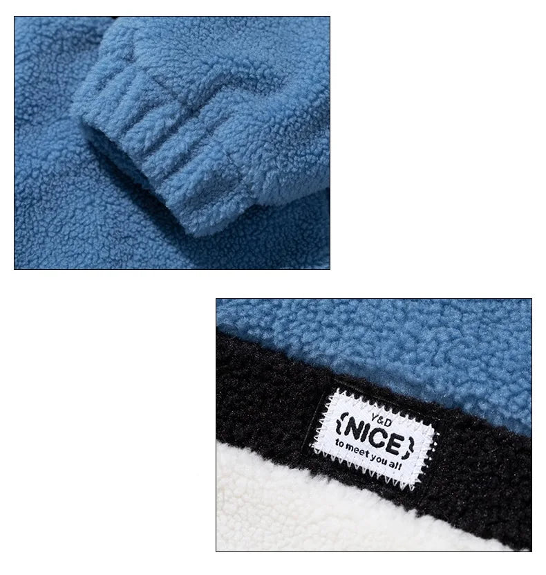 KTX-570899 Men's Lamb Fleece and Thick Cotton Stand Collar Puffer Jacket Winter Clothing Jacket for Men Men's Jackets