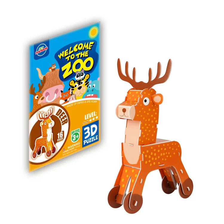 KTX-884819 3D Cardboard Animal Model Puzzle - DIY Educational Early Learning Toy for Creative Play