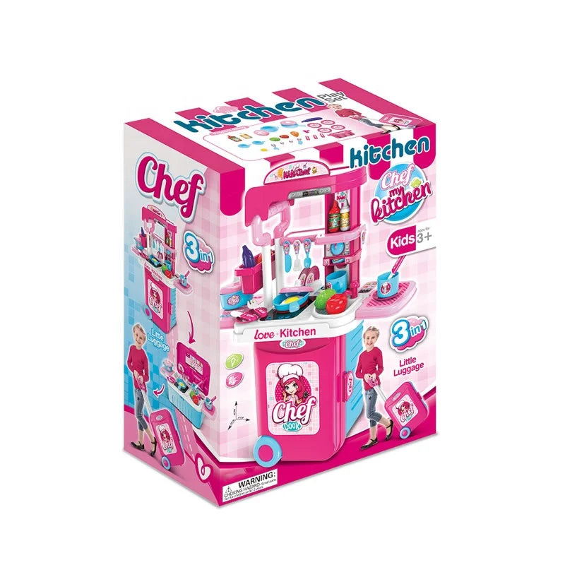 KTX-932627 3-in-1 Pretend Play Kitchen Set with Lights and Sounds for Kids Ages 2-7