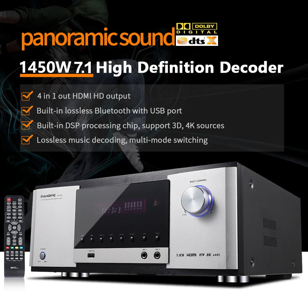 KTX-204819 7.1 Channel Home Theatre Power Amplifier with 3D/4K DTS HD Digital Sound and Bluetooth Connectivity