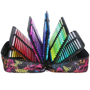 KTX-220243 Multi-Slot Coloured Pencil Set with 72/120/180 Colours in Zippered Nylon Case for Artistic Use