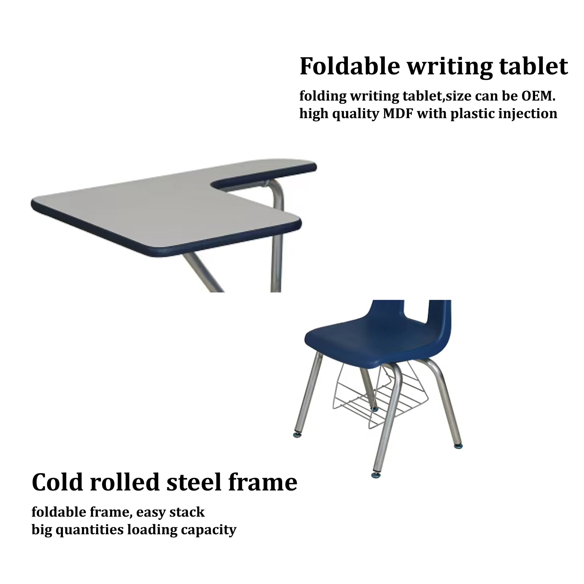 KTX-564883 Modern Folding Plastic Chair with Student Desk for Lecture Halls and Training Sessions