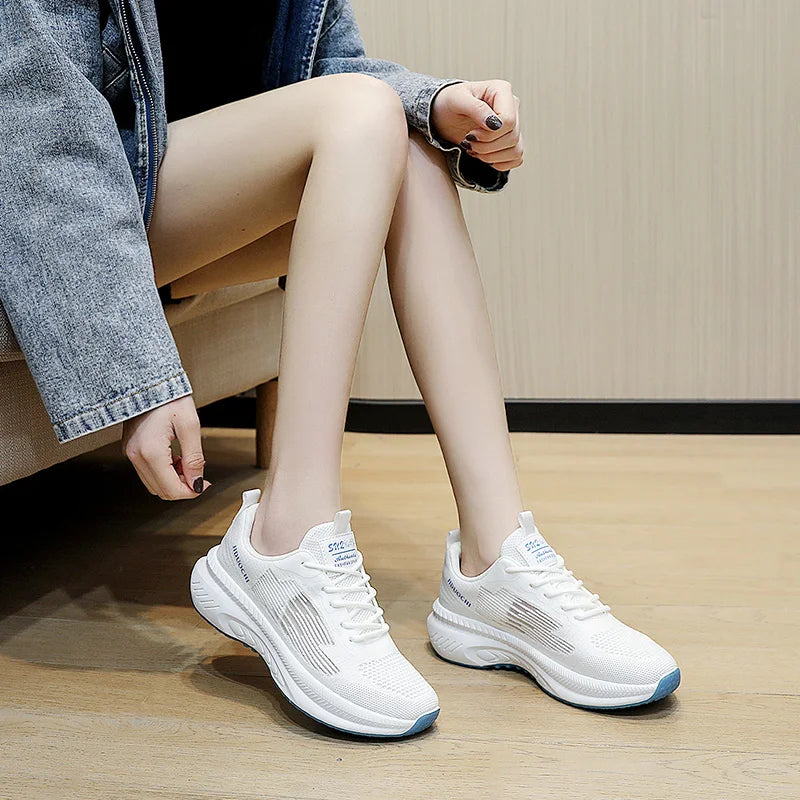 KTX-868115 2024 Summer Comfortable Breathable Single Layer White Mesh Joker Loafers Women's Leisure Sports Shoes