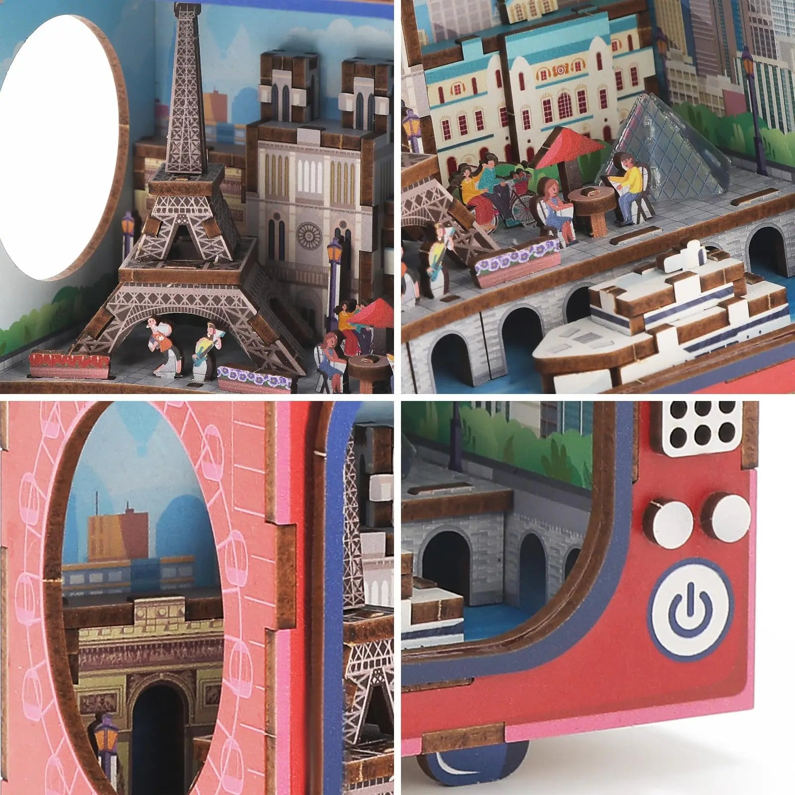 KTX-494291 Wooden 3D TV Set Building Puzzle Miniature Dollhouse DIY Kit for Creative Play