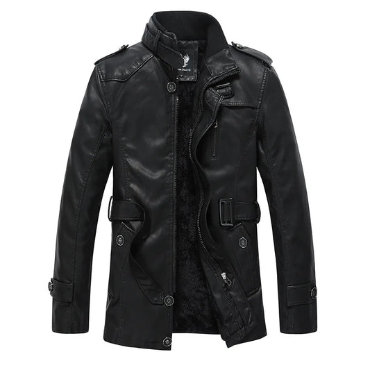 KTX-964115 Men's Coats Waterproof Windproof Motorcycle Jacket With Standing Collar Waxed Leather Jacket Winter PU Leather Jacket Custom