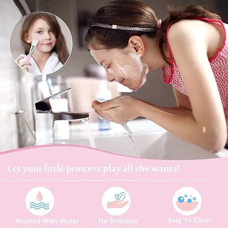 KTX-671635 Realistic Makeup Toy Kit for Girls - Washable Cosmetic Set for Pretend Play and Nail Art, Ages 2-14