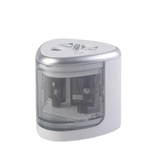 KTX-788819 Electric Battery Operated Double Hole Pencil Sharpener for 6-12mm Pencils in Pink, Blue, and White