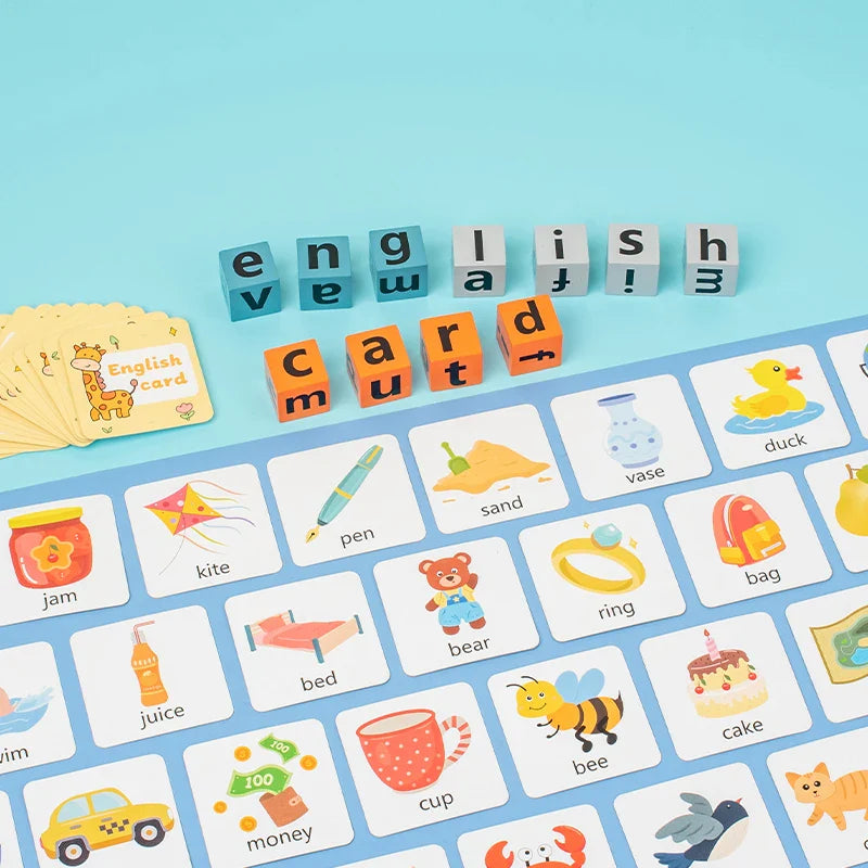 KTX-870163 Montessori Educational Spelling Card Game for Kids - Fun Learning with Cartoon Characters