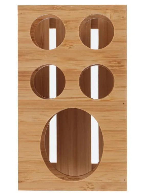 KTX-317843 Bamboo Wall-Mounted Toothbrush and Toothpaste Holder for Eco-Friendly Bathroom Storage