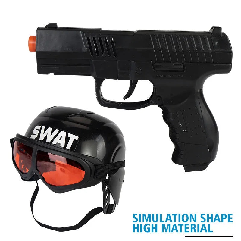 KTX-834323 17PCS Kids Pretend Play Police Set with Helmet and Uniform for Imaginative Role Play