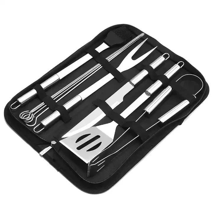 KTX-886867 Portable Stainless Steel BBQ Grilling Tool Set with Oxford Bag - 3/5/7/9 Pieces for Outdoor Cooking