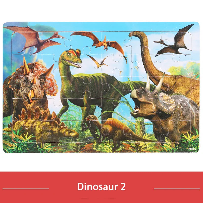 KTX-709779 30-Piece Wooden Jigsaw Puzzle for Toddlers - Educational Montessori Animal Game for Kids