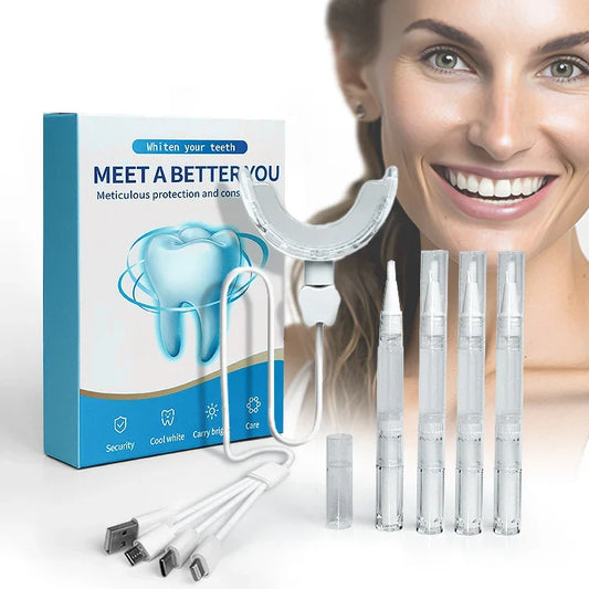 KTX-257811 Personalised Teeth Whitening Kit with LED Blue Light and 4 Whitening Gels for Professional Dental Care