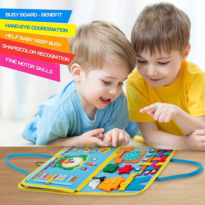 KTX-523219 Dinosaur-Themed Felt Learning Board for Toddlers - Educational Busy Board Cloth for Early Childhood Development