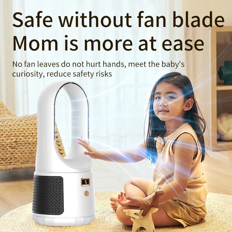 KTX-672147 Portable Bladeless Desk Fan – Rechargeable Personal Cooling Device for Home and Office Use