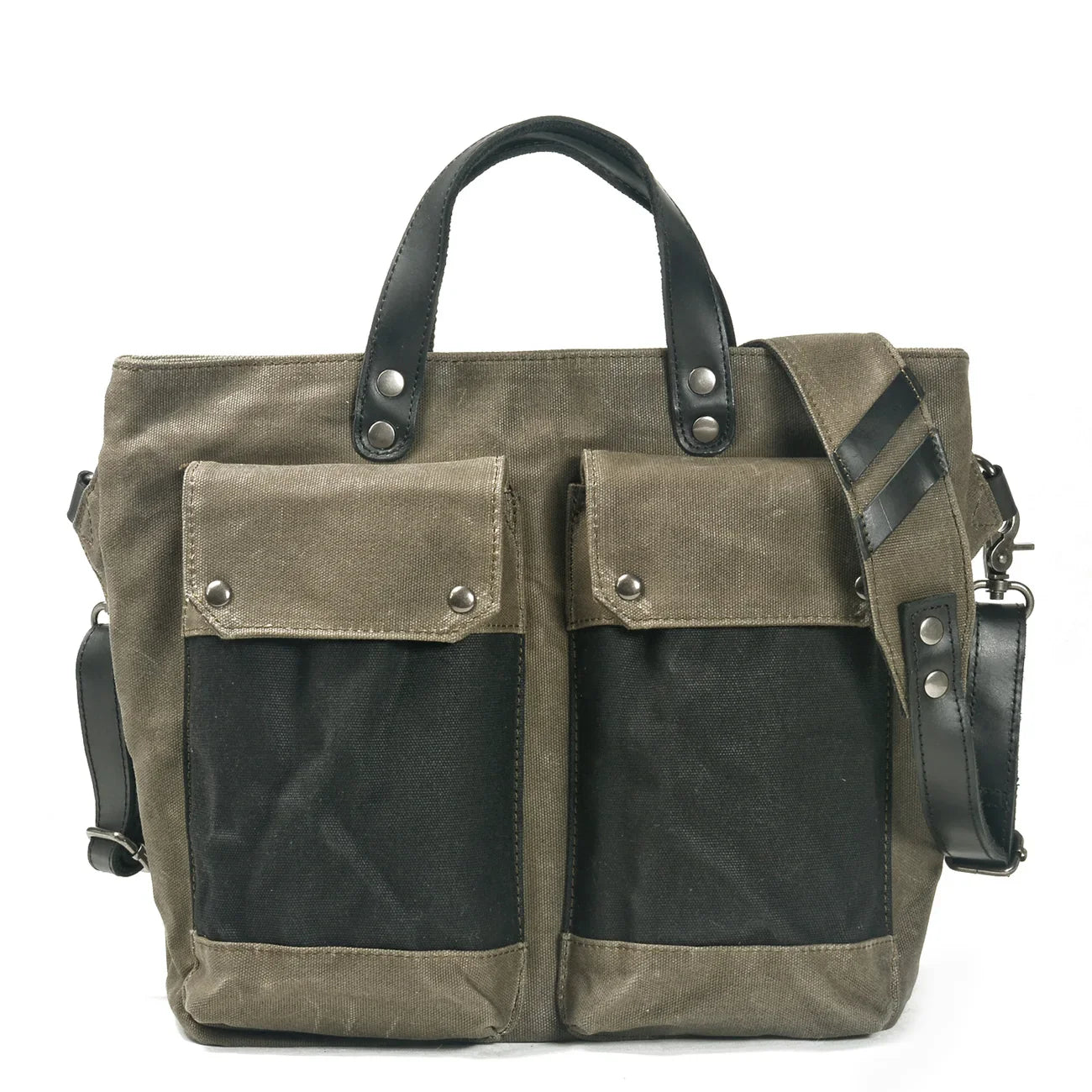 KTX-643859 Retro Waterproof Canvas Messenger Bag with Leather Accents for Unisex