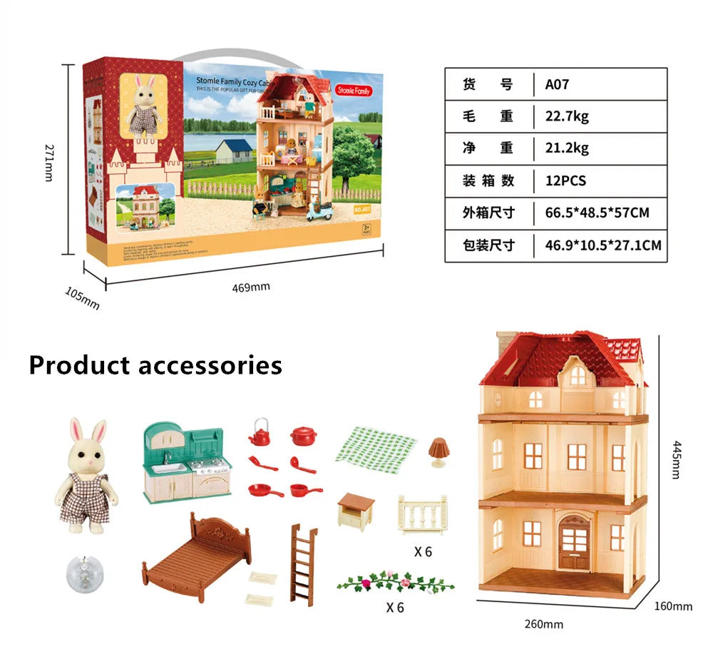 KTX-027411 Forest Family Mini Doll House Role Play Set for Kids - Plastic Pretend Playhouse Gifts for Girls