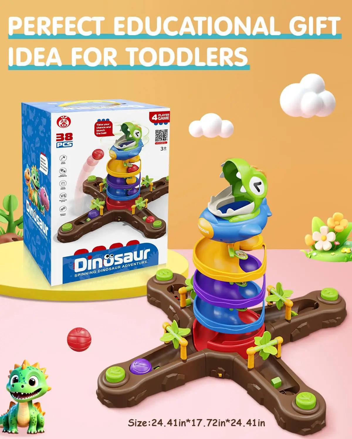 KTX-279571 Dinosaur Ball Drop Toy Set – Educational Rotating Ball Battle Game for Ages 5 and Up