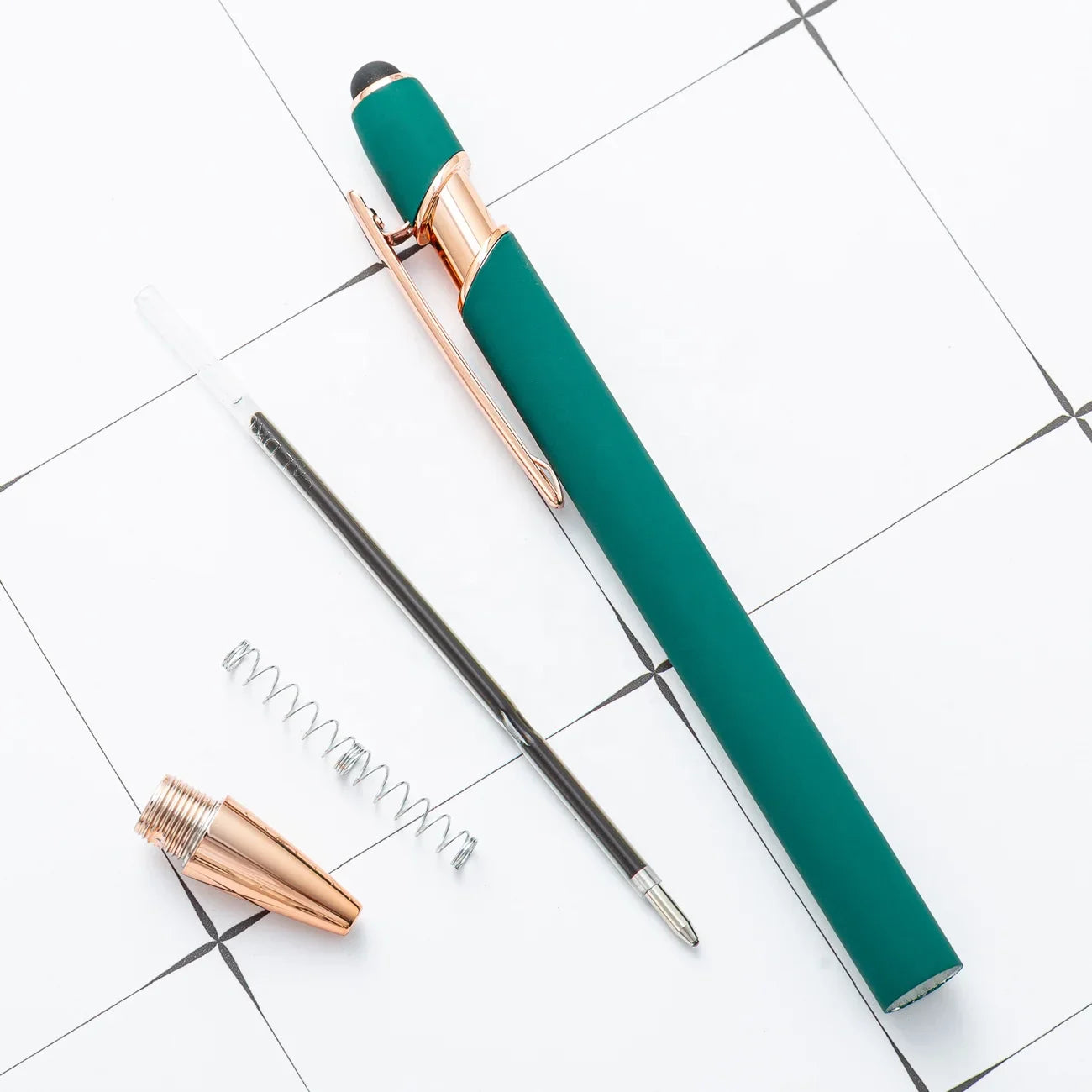 KTX-684755 Rose Gold Soft Touch Ballpoint Stylus Pen with Touch Screen Compatibility