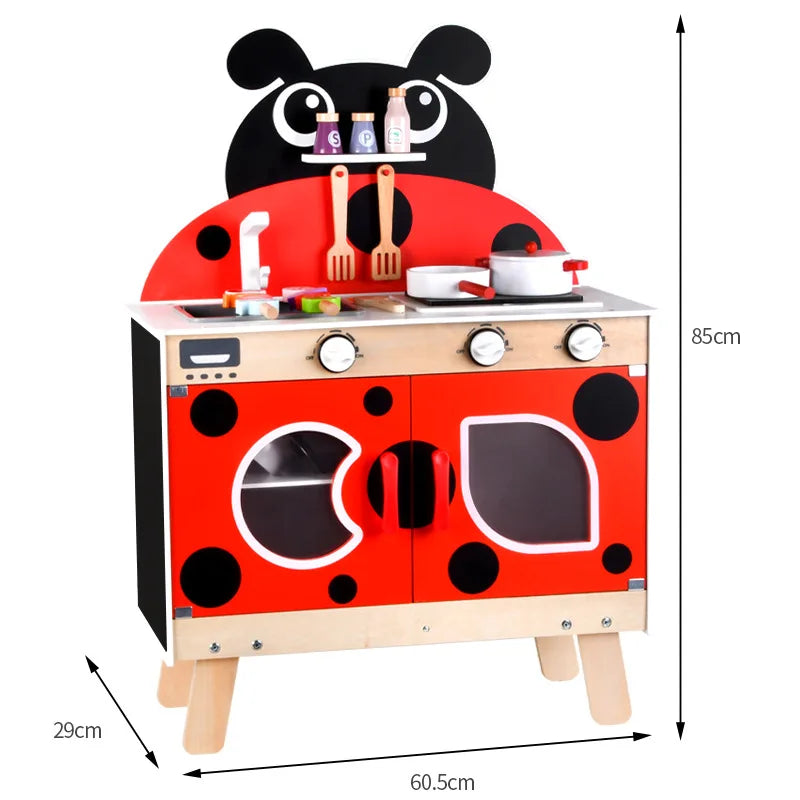 KTX-274899 Wooden Kitchen Role Play Toy for Toddlers, Pretend Cooking Set for Children
