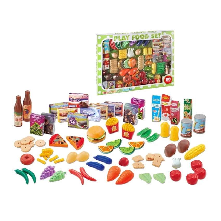 KTX-490835 Colorful Plastic Food Toy Play Set for Kids Age 3+, Kitchen Snack Toys
