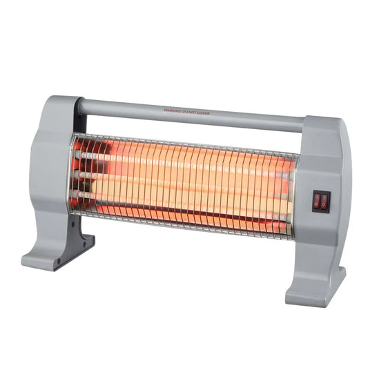 KTX-603475 Portable Free Standing Quartz Infrared Heater with 3 Halogen Bars for Under Desk Heating - 1200W