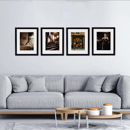 KTX-128595 Black Wooden A4 & A3 Picture Frames Set for 6x8 Pictures – Set of 3 & 4 & 6