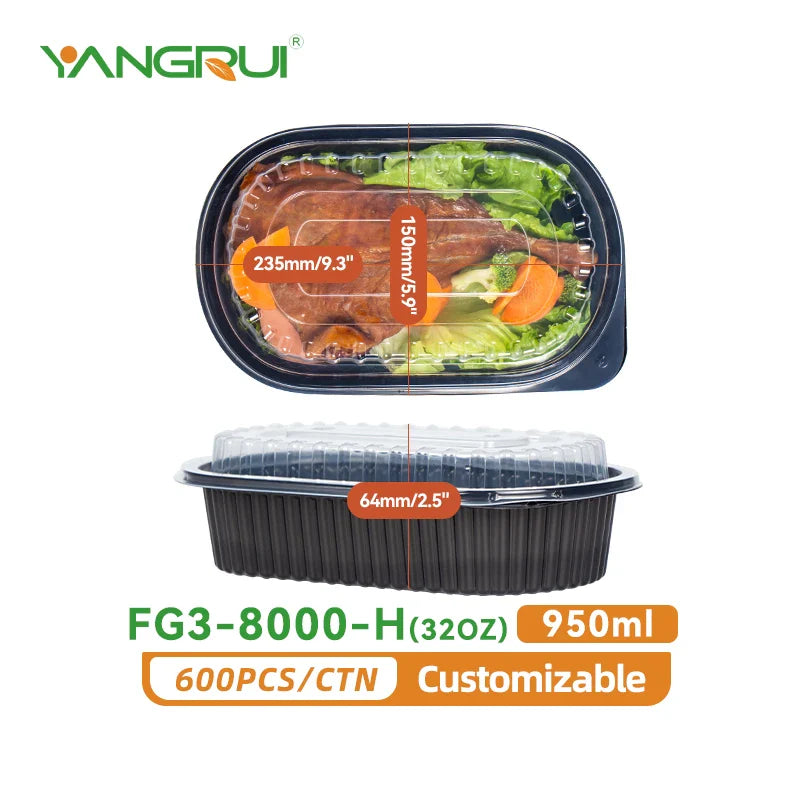KTX-450387 Microwavable Clear Plastic Food Containers with Lids - Recycled Small Takeout Boxes