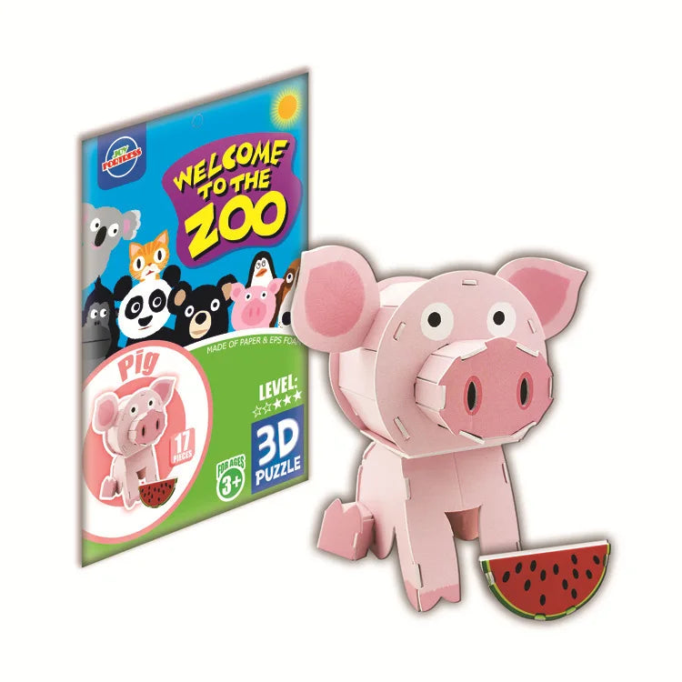 KTX-884819 3D Cardboard Animal Model Puzzle - DIY Educational Early Learning Toy for Creative Play