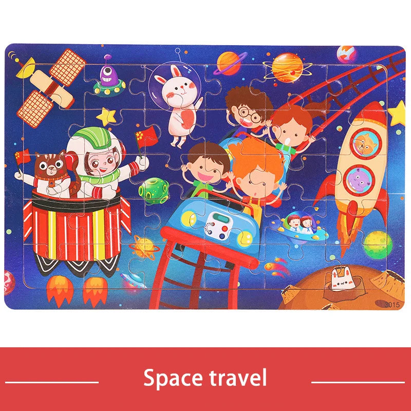 KTX-709779 30-Piece Wooden Jigsaw Puzzle for Toddlers - Educational Montessori Animal Game for Kids