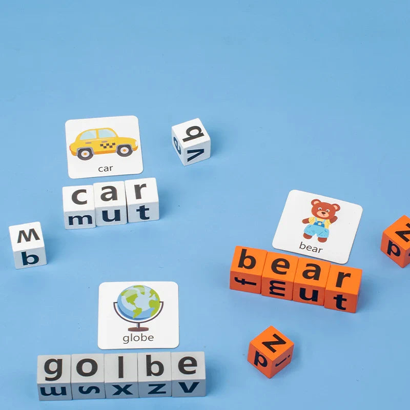 KTX-870163 Montessori Educational Spelling Card Game for Kids - Fun Learning with Cartoon Characters