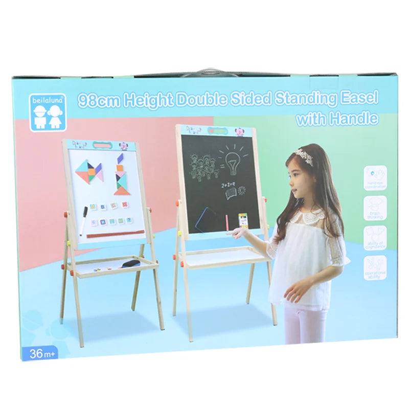 KTX-451923 Children's Wooden Drawing Easel and Writing Board for Ages 3-6
