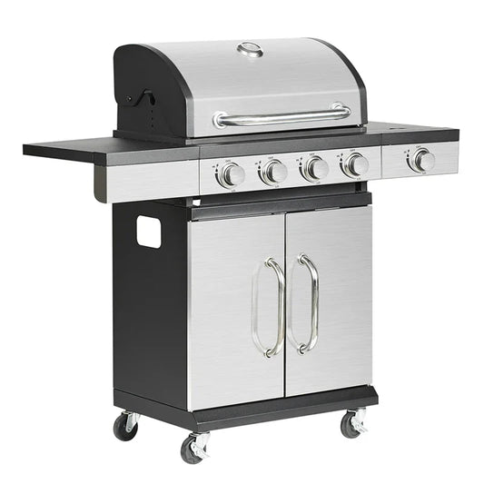 KTX-646611 4-Burner Portable Propane Gas Grill with Trolley for Outdoor Cooking