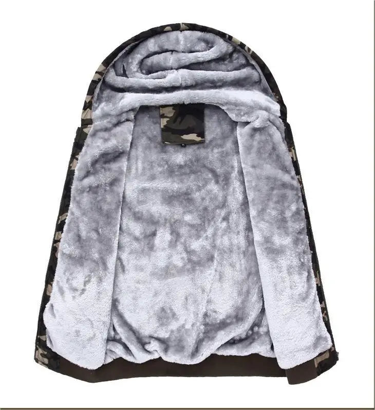 KTX-439827 Men's Plush Camouflage Jacket Winter Oversized Slim Coat Fabric Finished Weaving Sporty Style