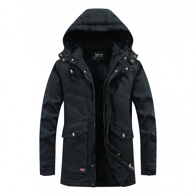 KTX-636435 Men's Jackets Winter Mid-Length Plush Thick Coat Warm Cotton Jacket Work Bomber Jacket Made Men's Coats