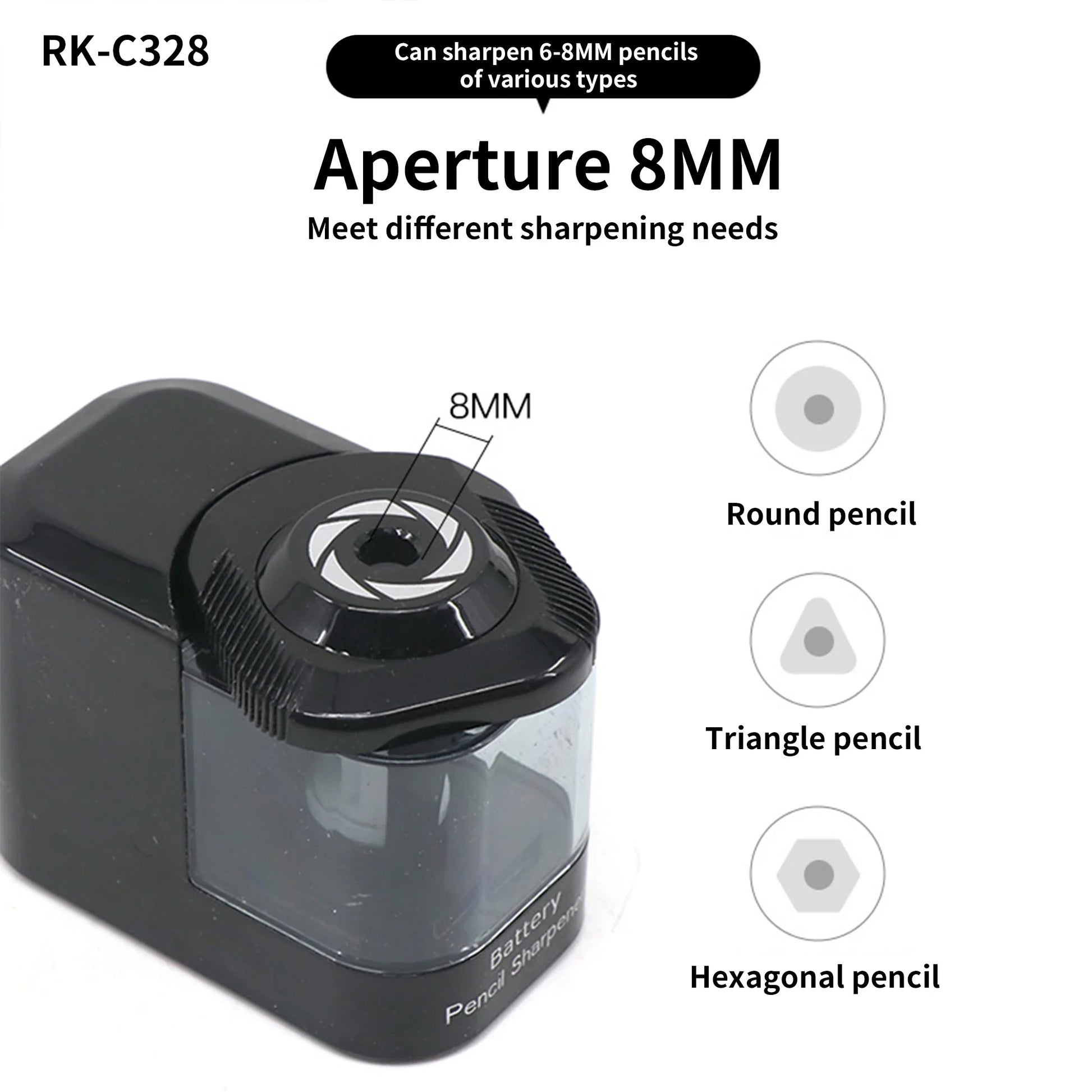 KTX-543635 Automatic Pencil Sharpener with Helical Steel Blade for Safe Use by Students, Artists, and Adults