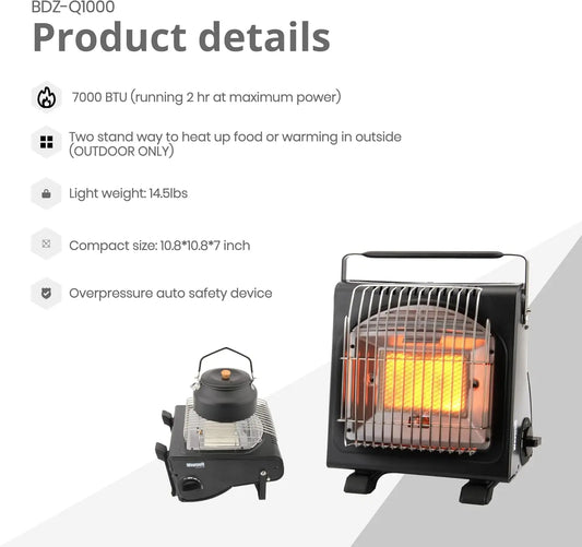 KTX-505171 Portable Cast Iron Single Burner Gas Stove Heater with Ceramic Surface for Outdoor Cooking